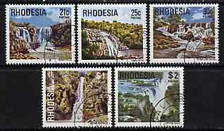Rhodesia 1978 Waterfalls set of 5 from def set very fine cds used, SG 565-69, stamps on , stamps on  stamps on waterfalls