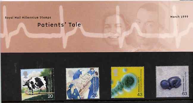 Great Britain 1999 Millennium Series #03 - the Patients Tale set of 4 in official presentation pack SG 2080-83*, stamps on medical, stamps on bovine, stamps on diseases, stamps on nurses, stamps on millennium