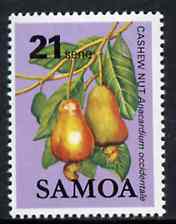 Samoa 1983-84 Cashew Nut 21s unmounted mint from Fruits definitive set, SG 657, stamps on fruit, stamps on food, stamps on cashew, stamps on nuts