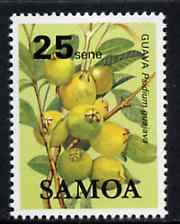 Samoa 1983-84 Guava 25s unmounted mint from Fruits definitive set, SG 658, stamps on fruit, stamps on food, stamps on guava