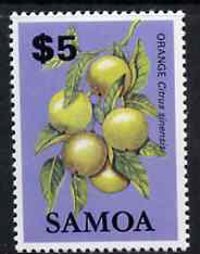 Samoa 1983-84 Oranges $5 from Fruits definitive set unmounted mint SG 665, stamps on fruit, stamps on food, stamps on orange