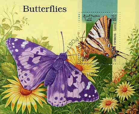 Somalia 1998 Butterflies perf miniature sheet cto used, stamps on butterflies
