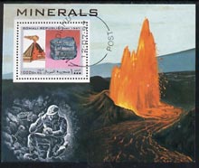 Somalia 1997 Minerals perf miniature sheet cto used, stamps on minerals, stamps on volcanoes