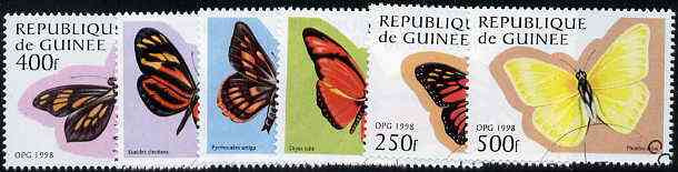 Guinea - Conakry 1998 Butterflies complete perf set of 6 values, cto used*, stamps on , stamps on  stamps on butterflies