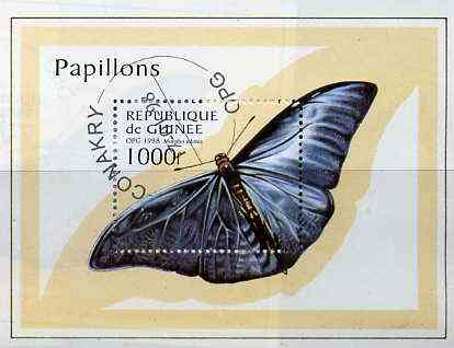 Guinea - Conakry 1998 Butterflies perf miniature sheet cto used, stamps on butterflies