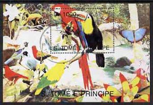 St Thomas & Prince Islands 1998 Birds (Toucan) perf miniature sheet cto used, stamps on , stamps on  stamps on birds