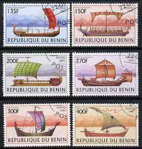 Benin 1997 Early Sailing Ships complete set of 6 values cto used, SG 1666-71*, stamps on ships
