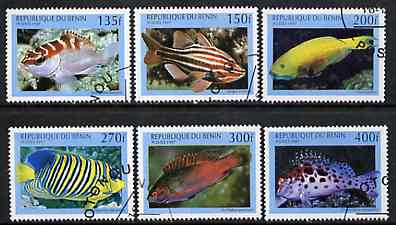 Benin 1997 Fish complete perf set of 6 values cto used, SG 1673-78*, stamps on , stamps on  stamps on fish