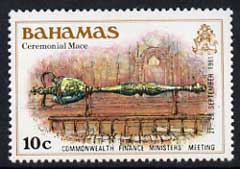 Bahamas 1981 Ceremonial Mace 10c opt'd Finance Ministers' Meeting unmounted mint with wmk inverted, SG 595w, stamps on , stamps on  stamps on finance     constitutions