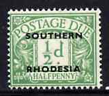 Southern Rhodesia 1951 postage due 1/2d emerald unmounted mint, SG D1*, stamps on , stamps on  kg6 , stamps on 