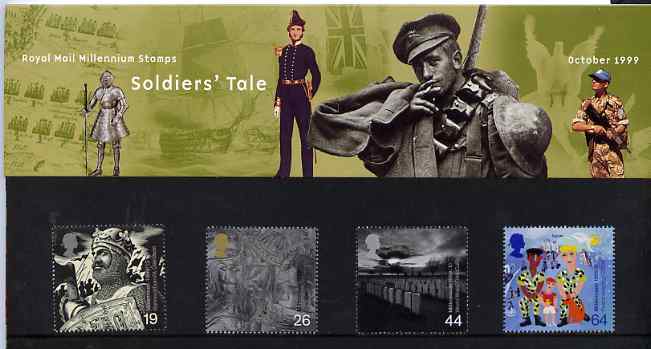 Great Britain 1999 Millennium Series #10 - the Soldiers' Tale set of 4 in official presentation pack SG 2111-14, stamps on , stamps on  stamps on militaria, stamps on death, stamps on ww2, stamps on millennium, stamps on  stamps on  ww2 , stamps on  stamps on 