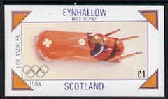 Eynhallow 1984 Los Angeles Olympic Games (Bob Sled) imperf souvenir sheet (£1 value) unmounted mint, stamps on olympics    bobsled