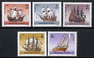 Hungary 1988 Ships set of 5 unmounted mint, SG 3845-49, Mi 3966-70, stamps on , stamps on  stamps on ships