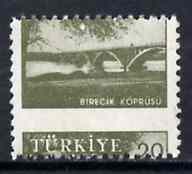 Turkey 1959-60 Euphrates Bridge 20k with superb 6.5mm shift of horiz perfs unmounted mint, stamps on , stamps on  stamps on bridges         civil engineering