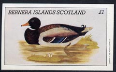Bernera 1982 Ducks #4 imperf  souvenir sheet (£1 value) unmounted mint, stamps on birds