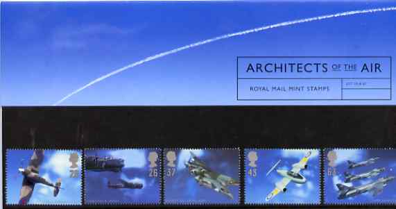 Great Britain 1997 Architects of the Air (Aircraft & Designers) set of 5 in official presentation pack SG 1984-88, stamps on , stamps on  stamps on aviation, stamps on  stamps on  ww2 , stamps on  stamps on  raf , stamps on  stamps on 