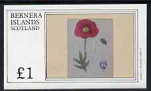 Bernera 1982 Flowers #05 imperf  souvenir sheet (£1 value) unmounted mint, stamps on flowers