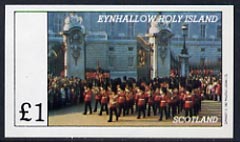 Eynhallow 1982 Soldiers (Marching Band at Buckingham Palace) imperf  souvenir sheet (Â£1 value) unmounted mint, stamps on militaria       royalty    music