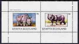 Staffa 1982 Wild Animals (White Rhino & Asiatic Bear) perf set of 2 values (40p & 60p) unmounted mint, stamps on animals    rhino    bear