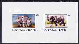 Staffa 1982 Wild Animals (White Rhino & Asiatic Bear) imperf set of 2 values (40p & 60p) unmounted mint, stamps on animals    rhino    bear