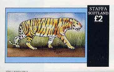 Staffa 1982 Wild Animals (Tiger) imperf deluxe sheet (£2 value) unmounted mint, stamps on animals    tiger    cats, stamps on tigers