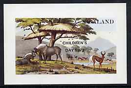 Nagaland 1972 African Wild Animals imperf souvenir sheet (1ch value) opt'd CHILDRENS DAY 1973, unmounted mint, stamps on animals        children