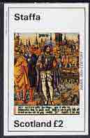 Staffa 1982 Tapestries (15th Century Paris) imperf deluxe sheet (£2 value) unmounted mint, stamps on history        textiles     crafts