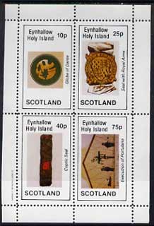 Eynhallow 1982 Antiquities (Coptic Seal, Globe of Dante, etc) perf  set of 4 values unmounted mint, stamps on , stamps on  stamps on crafts    artefacts    heraldry, stamps on  stamps on arms     globes     poetry