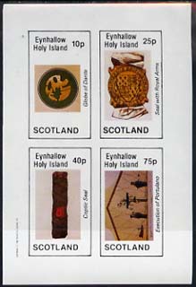 Eynhallow 1982 Antiquities (Coptic Seal, Globe of Dante, etc) imperf  set of 4 values unmounted mint, stamps on , stamps on  stamps on crafts    artefacts    heraldry, stamps on  stamps on arms     globes    poetry