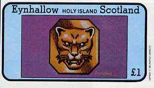 Eynhallow 1982 Hallmarks (London Leopard) imperf  souvenir sheet (£1 value) unmounted mint, stamps on jewellry     lions    cats