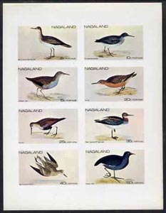 Nagaland 1972 Birds (Sandpiper, Rail, Knot, Dunlin, etc) imperf set of 8 unmounted mint, stamps on birds        sandpiper     knot     dunlin     moorhen