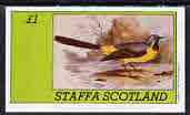 Staffa 1982 Birds #76 (Yellow Wagtail) imperf souvenir sheet (Â£1 value) unmounted mint, stamps on , stamps on  stamps on birds  wagtail