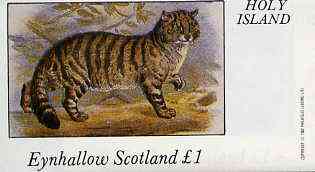 Eynhallow 1982 Animals #08 (Wild Cat) imperf souvenir sheet (£1 value) unmounted mint, stamps on animals    cats