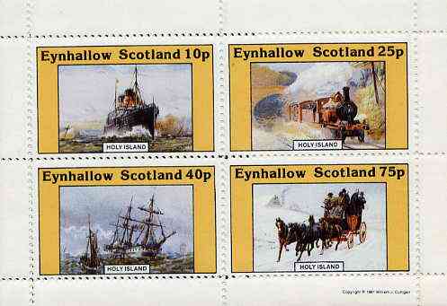 Eynhallow 1981 Transport (Ship steam & sail, Rail, Coach) perf  set of 4 values unmounted mint, stamps on , stamps on  stamps on transport     ships     railways     horse-drawn, stamps on  stamps on horses