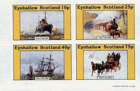 Eynhallow 1981 Transport (Ship steam & sail, Rail, Coach) imperf  set of 4 values unmounted mint, stamps on , stamps on  stamps on transport     ships     railways     horse-drawn, stamps on  stamps on horses