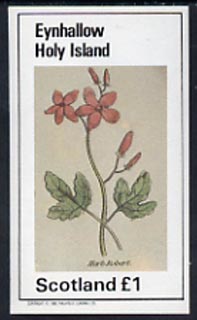 Eynhallow 1982 Plants (Herb Robert) imperf  souvenir sheet (Â£1 value) unmounted mint, stamps on , stamps on  stamps on flowers    herbs