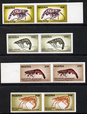 Nigeria 1988 Shrimps (SG 560-3) set of 4 in unmounted mint imperf pairs*, stamps on , stamps on  stamps on food   marine-life
