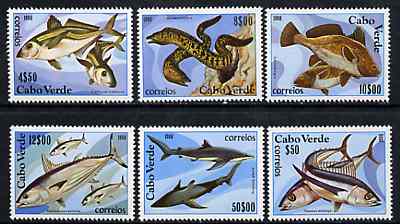 Cape Verde Islands 1980 Marine Life unmounted mint set of 6, SG 486-91, Mi 419-24*, stamps on , stamps on  stamps on fish     marine-life