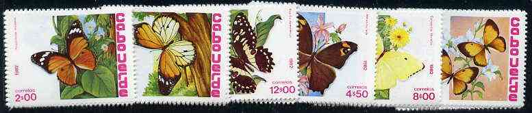 Cape Verde Islands 1982 Butterflies unmounted mint set of 6, SG 534-39, Mi 467-72*, stamps on , stamps on  stamps on butterflies