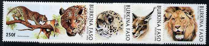 Burkina Faso 1996 Big Cats complete perf set of 4 unmounted mint, stamps on , stamps on  stamps on cats    