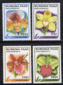 Burkina Faso 1996 Orchids complete perf set of 4 unmounted mint, stamps on flowers, stamps on orchids    