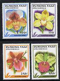 Burkina Faso 1996 Orchids complete perf set of 4 unmounted mint, stamps on flowers, stamps on orchids