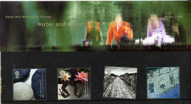 Great Britain 2000 Millennium Projects #03 - Water And Coast set of 4 in official presentation pack SG 2134-37, stamps on , stamps on  stamps on millennium, stamps on frogs, stamps on lilies
