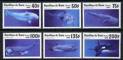 Benin 1996 Whales & Dolphins complete set of 6 unmounted mint, Mi 862-67*, stamps on , stamps on  stamps on animals    marine-life      whales