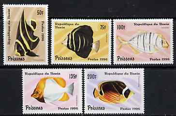 Benin 1996 Fish complete set of 5 unmounted mint, Mi 897-901*, stamps on fish