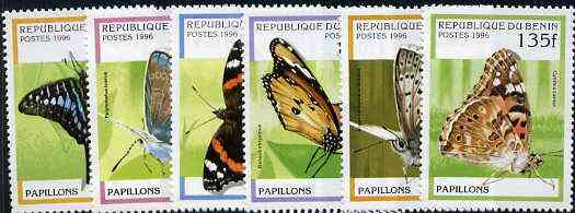 Benin 1996 Butterflies complete set of 6 unmounted mint, Mi 778-83*, stamps on , stamps on  stamps on butterflies