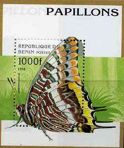 Benin 1996 Butterflies m/sheet (1000f value) unmounted mintMi BL 16, stamps on butterflies