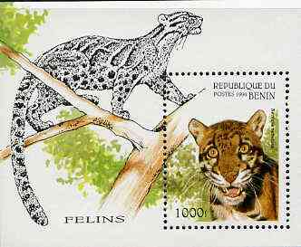 Benin 1996 Wild Cats perf m/sheet (1000f value) unmounted mint Mi BL 19, stamps on , stamps on  stamps on cats