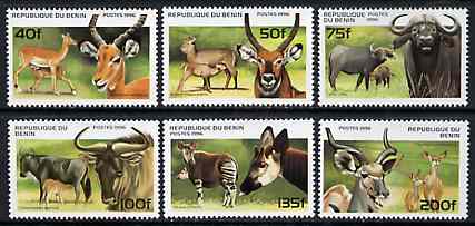 Benin 1996 Animals complete set of 6, unmounted mint SG 1439-44*, stamps on animals    buffalo    bovine    antelope