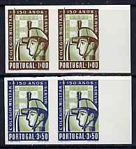 Portugal 1954 Military College set of 2 each in unmounted mint imperf pairs, SG 1116-17var, Michel 829-30, stamps on militaria
